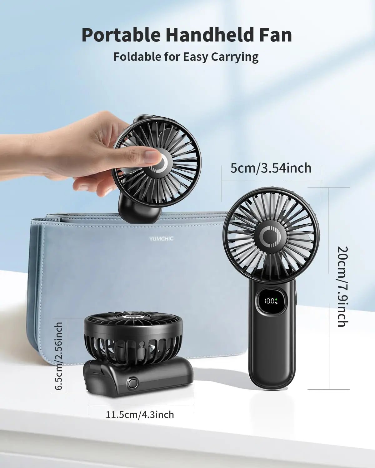 Ventilateur portable pliable coldSky avec affichage LED - heuremarket