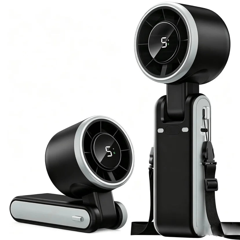 Ventilateur portable 3 en 1 turbo, 5 vitesses, batterie 3600mAh Power, Digital Screen - heuremarket