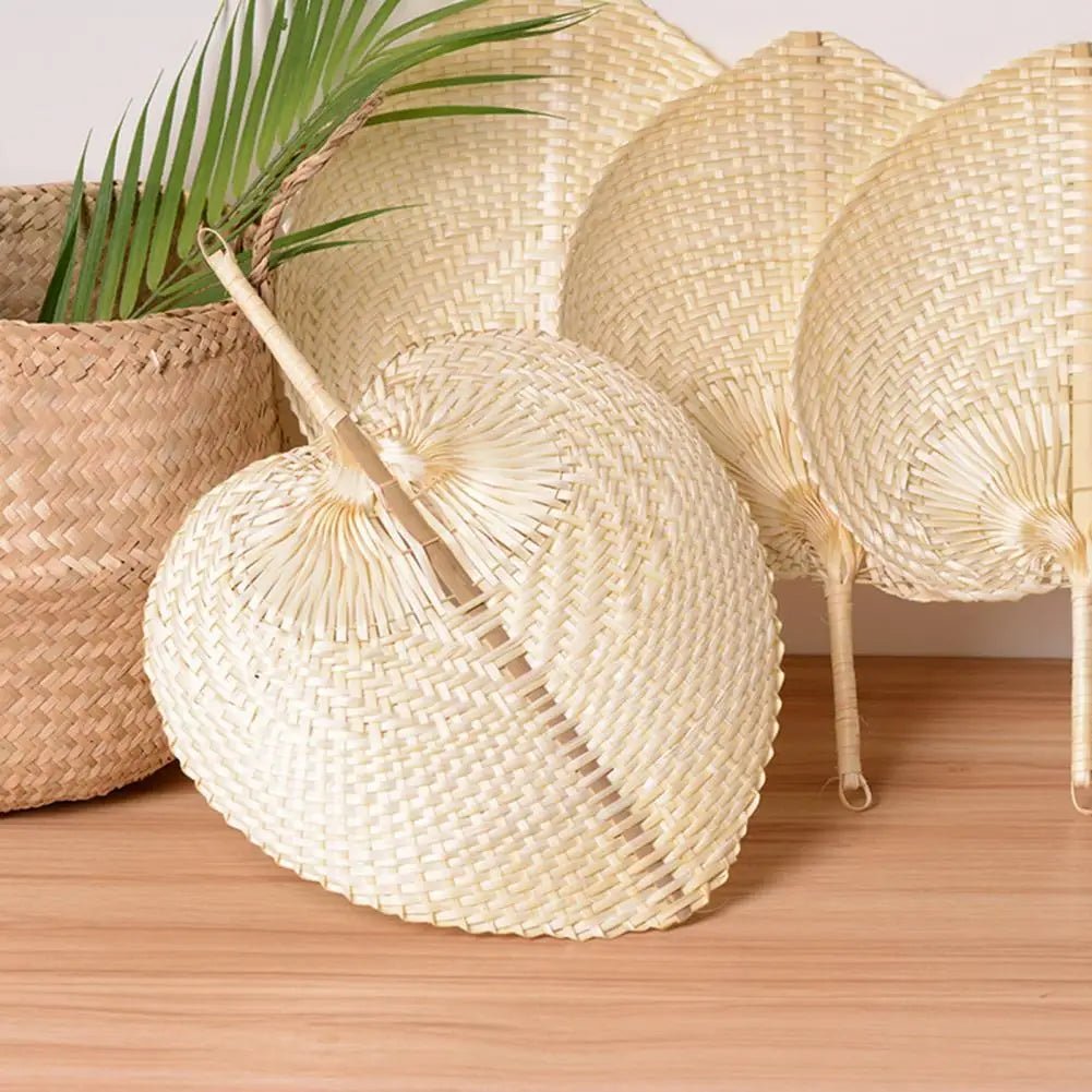 Éventails à main en bambou, tressés à la main en rotin - heuremarket