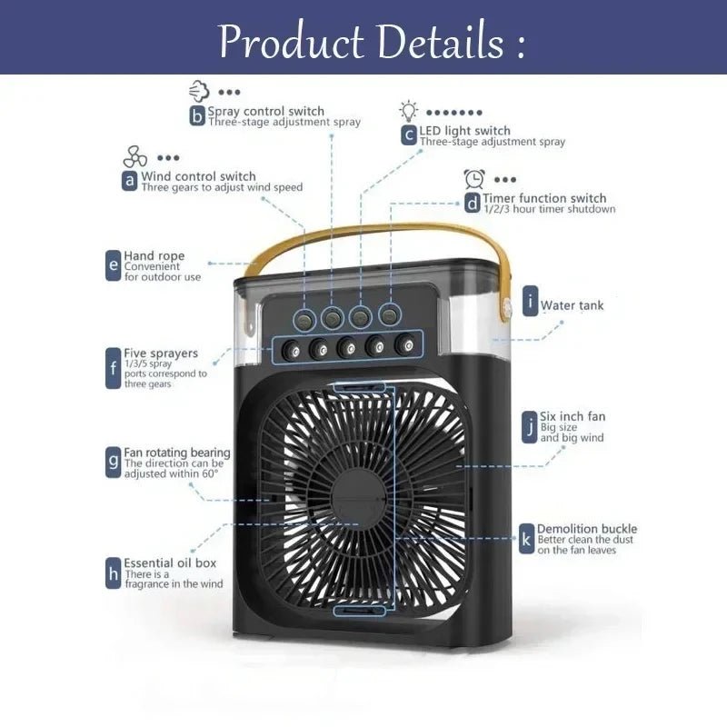 ventilateur 3 en 1 : climatiseur, mini rafraîchisse - heuremarket